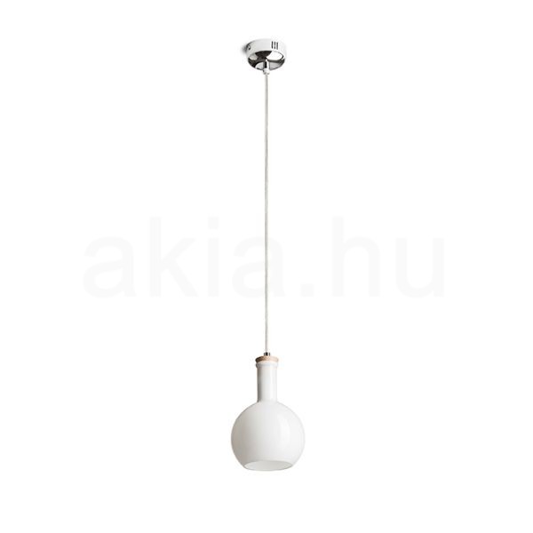 PULIRE RD függő lámpa  opál üveg/fa/króm 230V LED E14 6W
