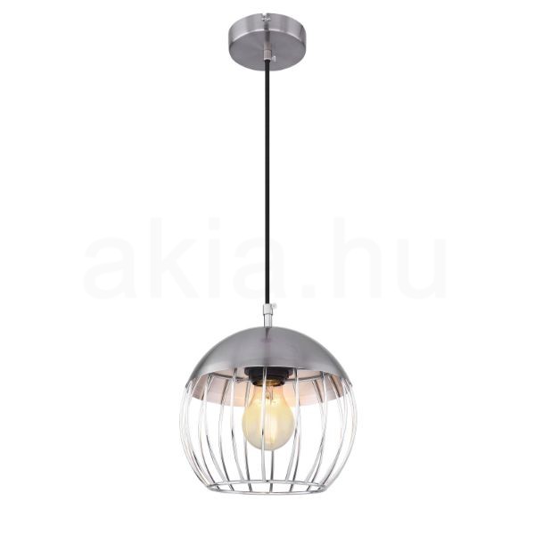 MURRO-200 Függeszték matt króm-króm, fekete textil kábellel