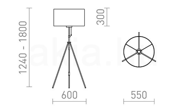 LUTON/RON 55 állólámpa  Polycotton fehér/fekete/fém 230V LED E27 15W