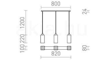 LIZ III 80 függő lámpa fekete üveg/króm 230V LED E27 3x15W