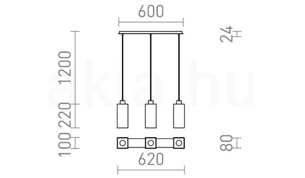 LIZ III 60 függő lámpa fekete üveg/matt nikkel 230V LED E27 3x15W