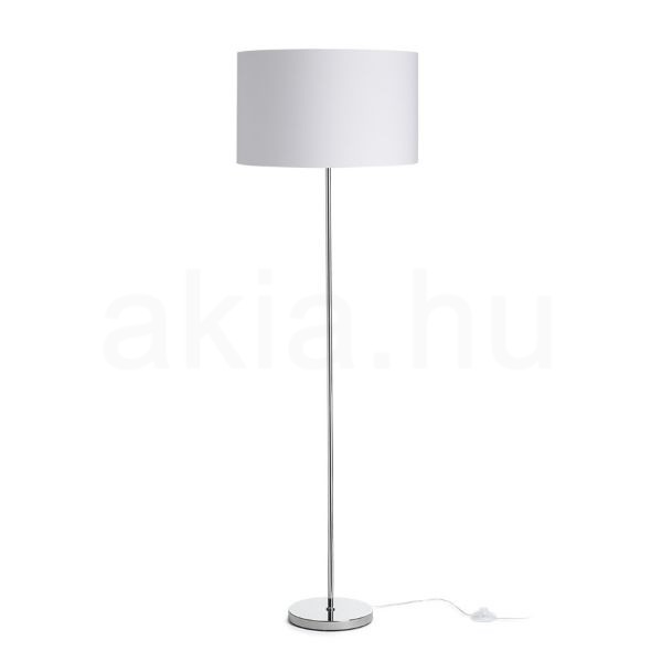 Króm állólámpa Polycotton fehér lámpaernyővel