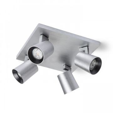 KENNY IV mennyezeti lámpa  szálcsiszolt alumínium/fekete 230V LED GU10 4x8W
