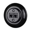 Dupla RJ45 aljzat – fekete porcelán kerettel (2×RJ45, CAT5e/CAT6)