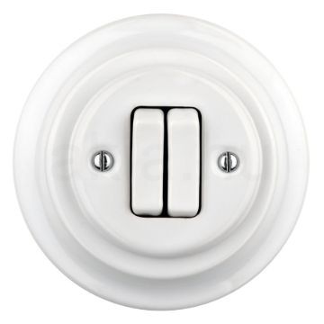 Redőnykapcsoló, fehér porcelán + fehér porcelán keret - BONOLO