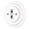 Dupla RJ45 aljzat fehér porcelán kerette